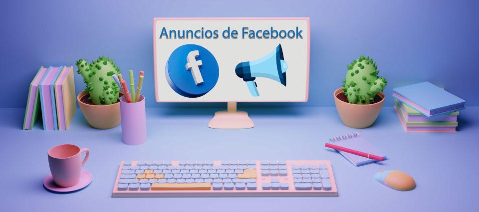 Pantalla de ordenador con anuncios de facebook