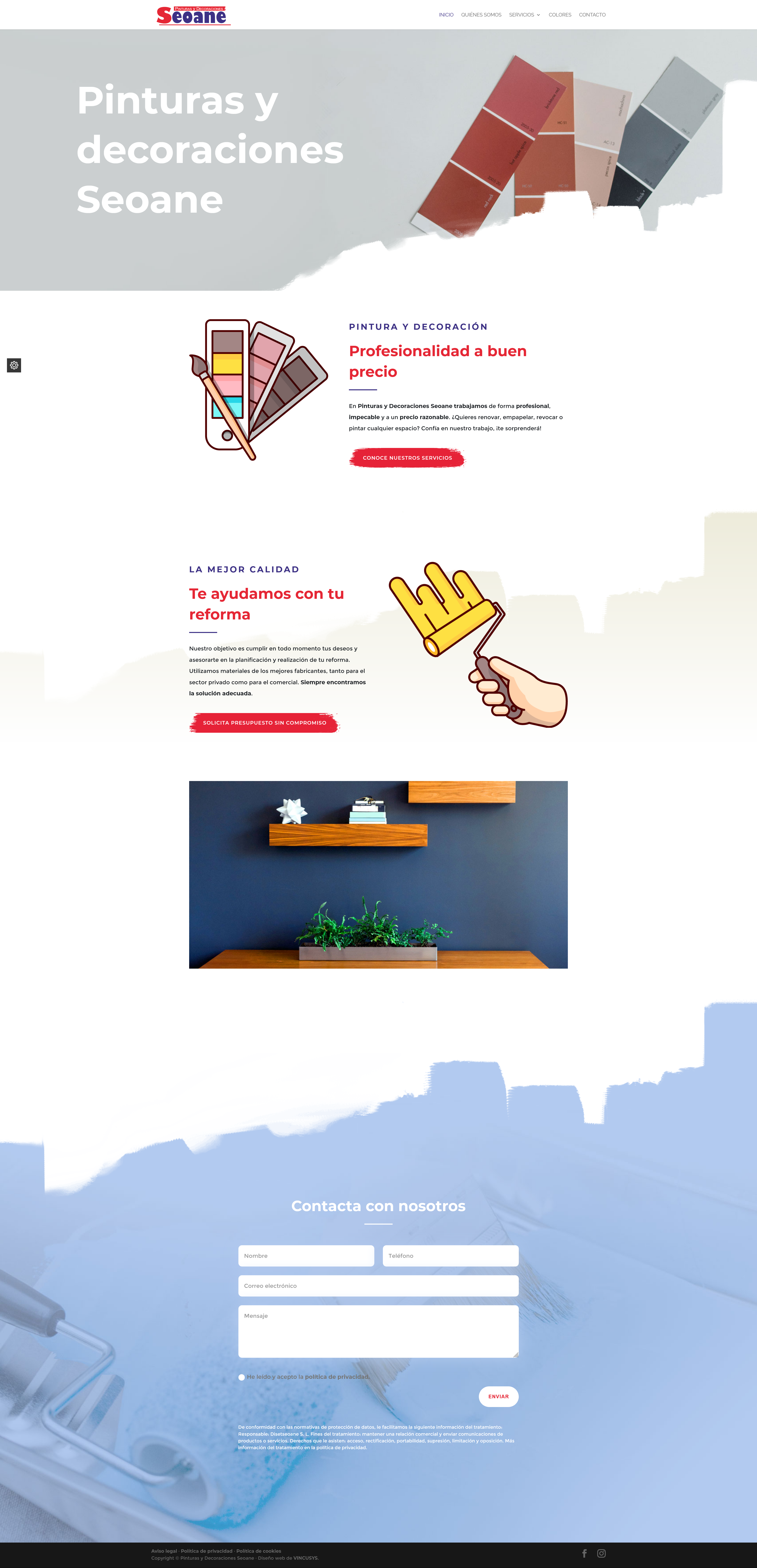El diseño web de Pinturas y Decoraciones Seoane se adapta a cualquier dispositivo