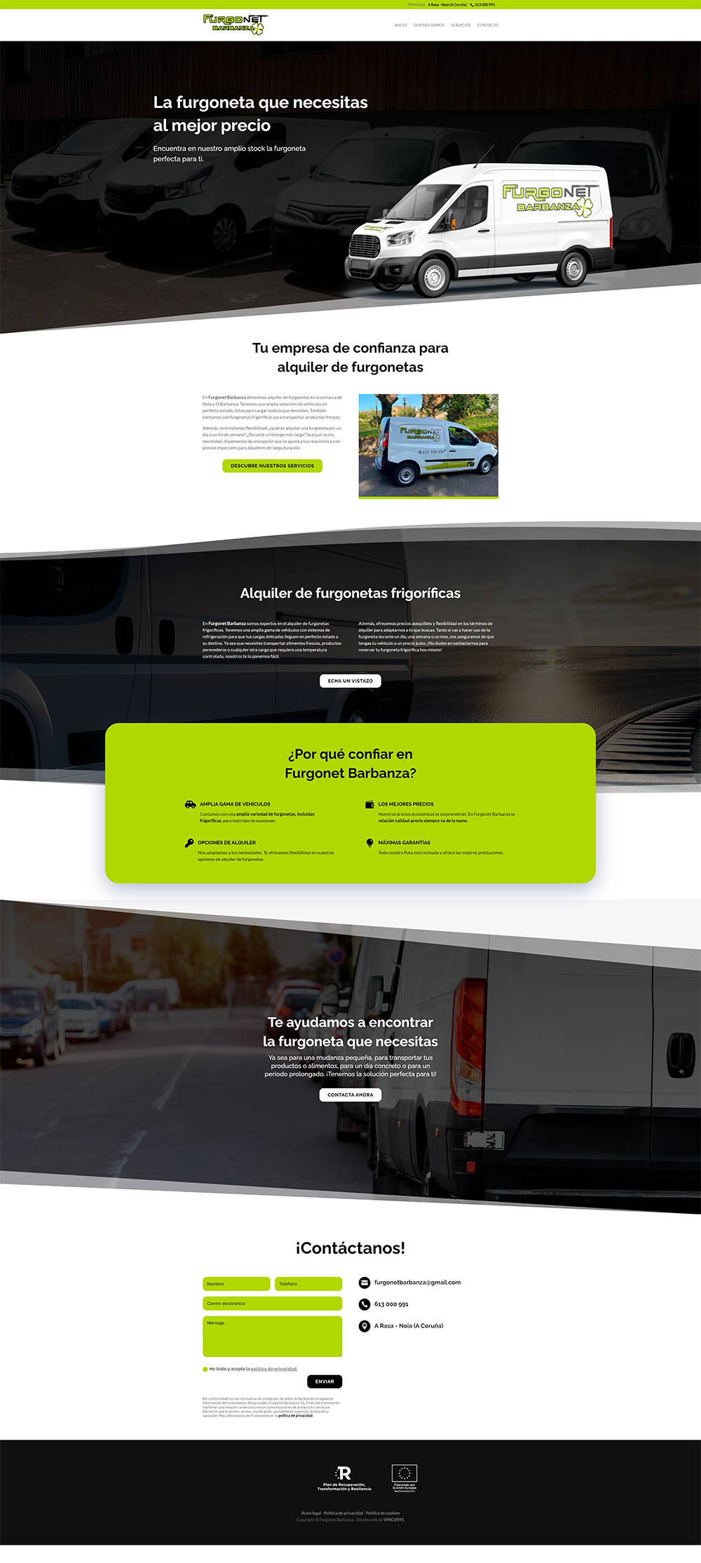 Captura de la web de Furgonet Barbanza.