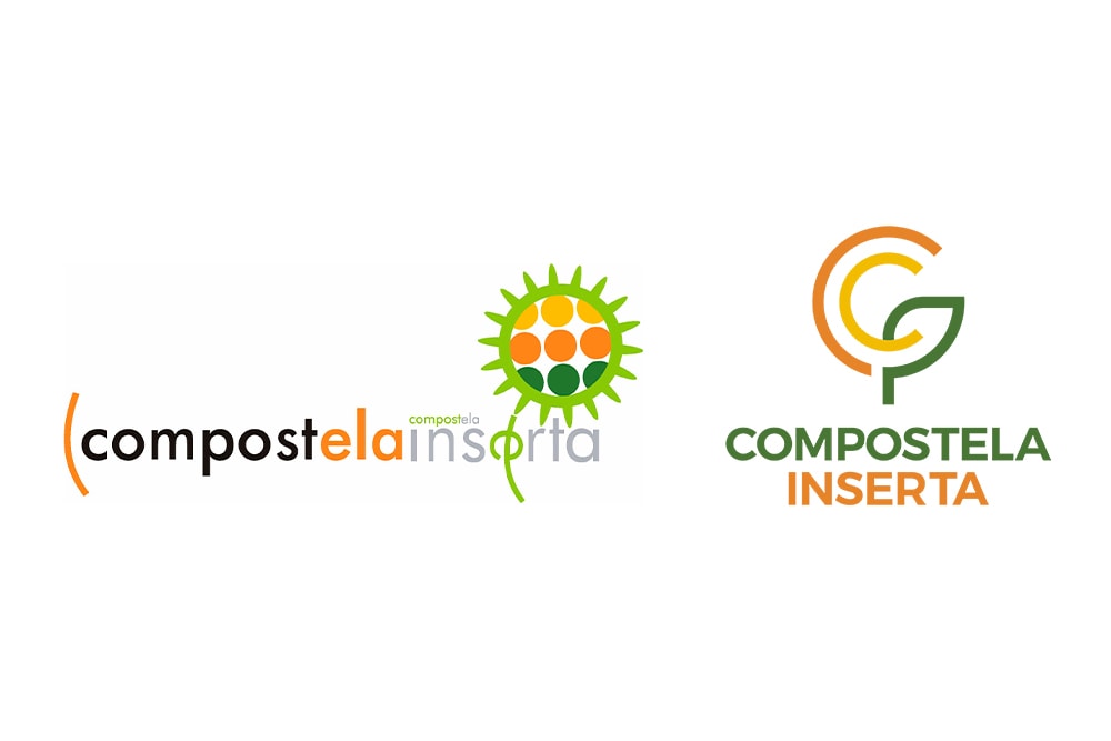 Comparación del logo de Compostela Inserta. 