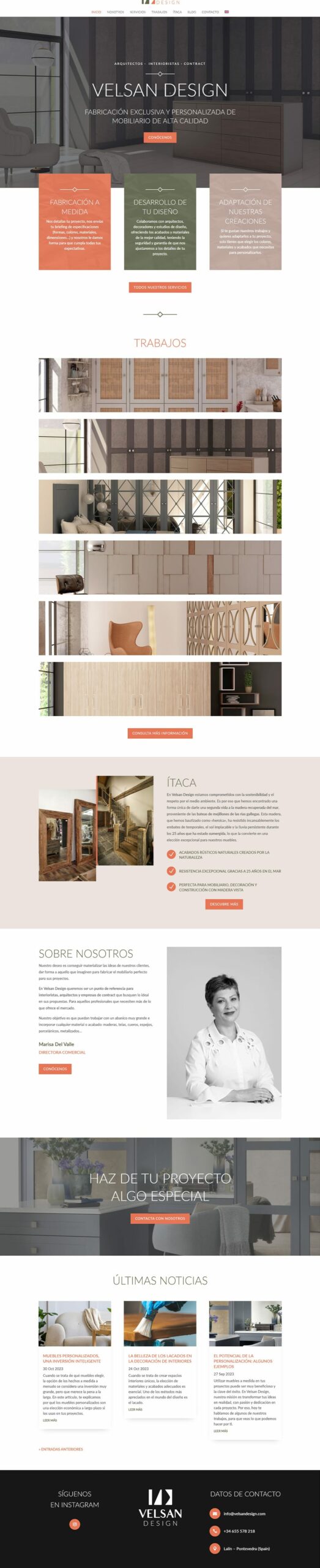 Página web de Velsan Design diseñada por VINCUSYS