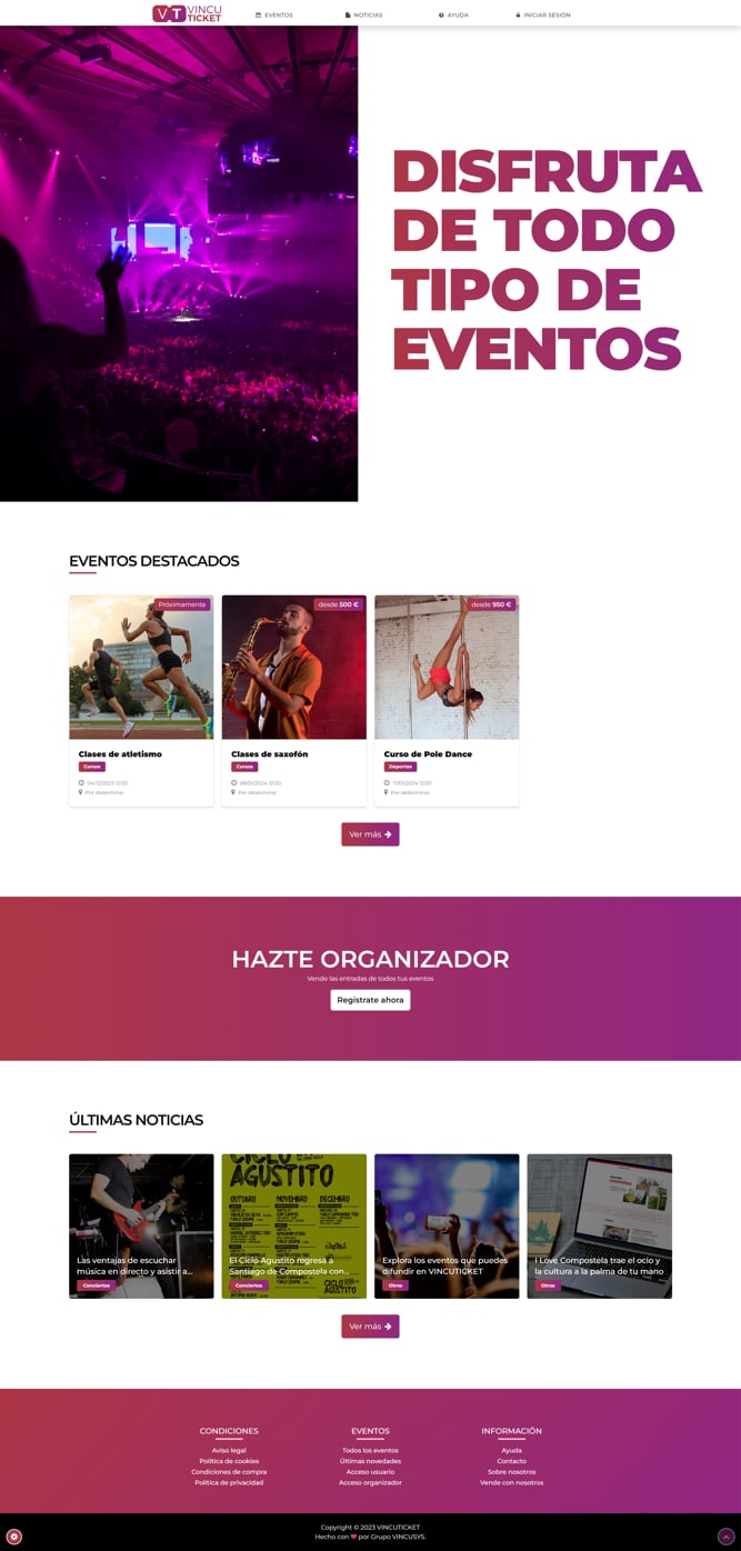 Nueva página web de VINCUTICKET